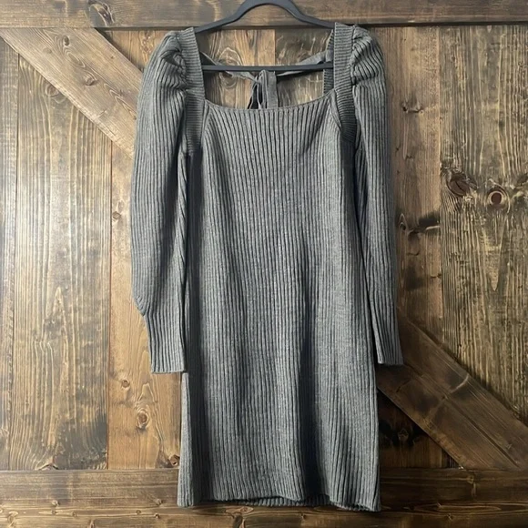WAYF Puff Sleeve Mini Sweater Dress - Picture 3 of 6
